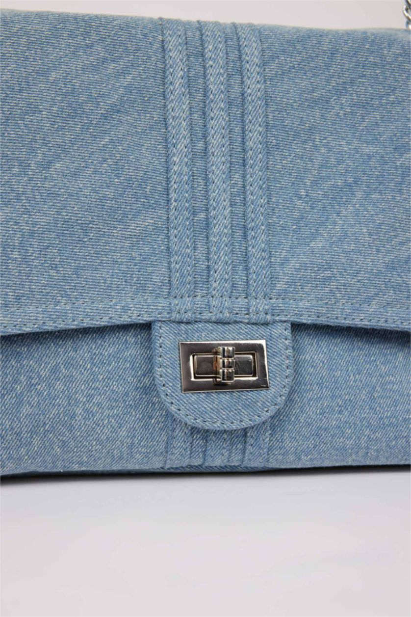 نساء أزرق فاتح حقيبة كتف نسائية بمظهر جينز