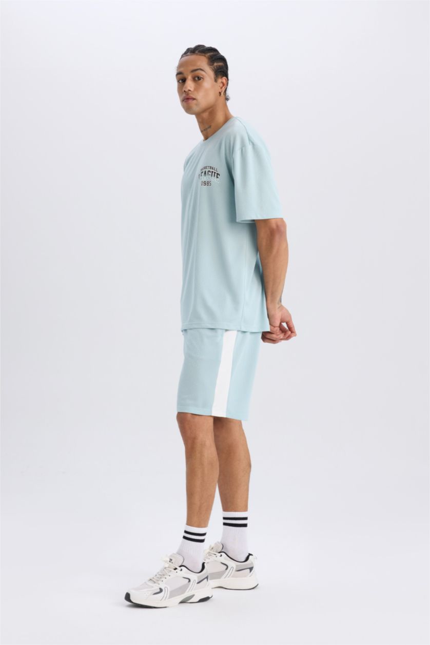 Man Mint DeFactoFit Boxy Fit Crew Neck Printed Sports Tulle T-Shirt