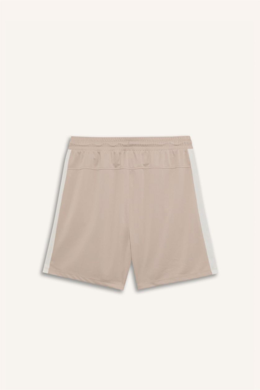 رجال اللون الحجري DeFactoFit شورت قصير رياضي قصة عادية مطبوع بجيب من