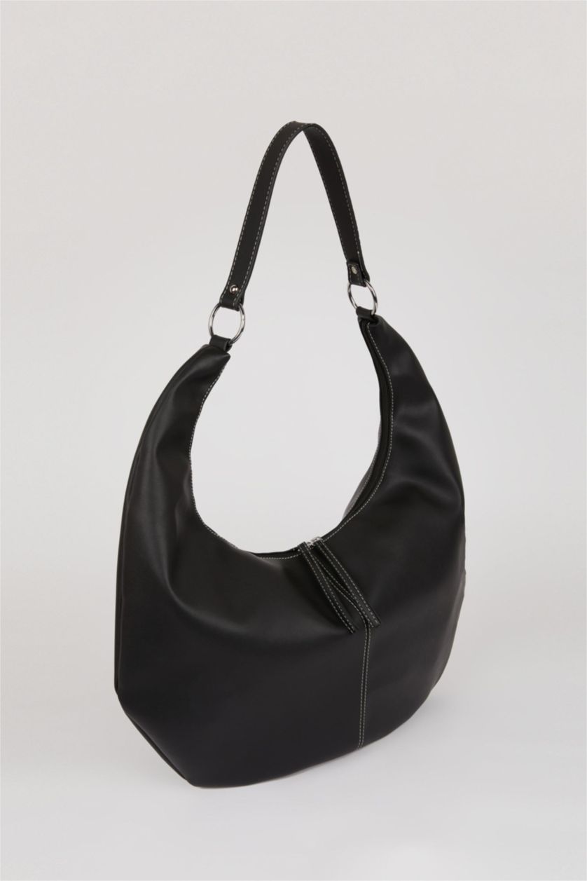 Women Black Faux Leather Shoulder bag