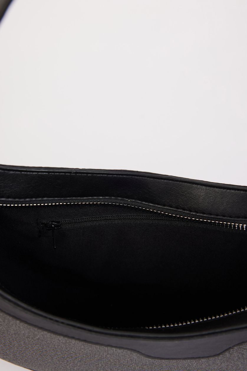 Kadın Gri Kadın Kanvas Görünümlü Suni Deri Omuz Çantası