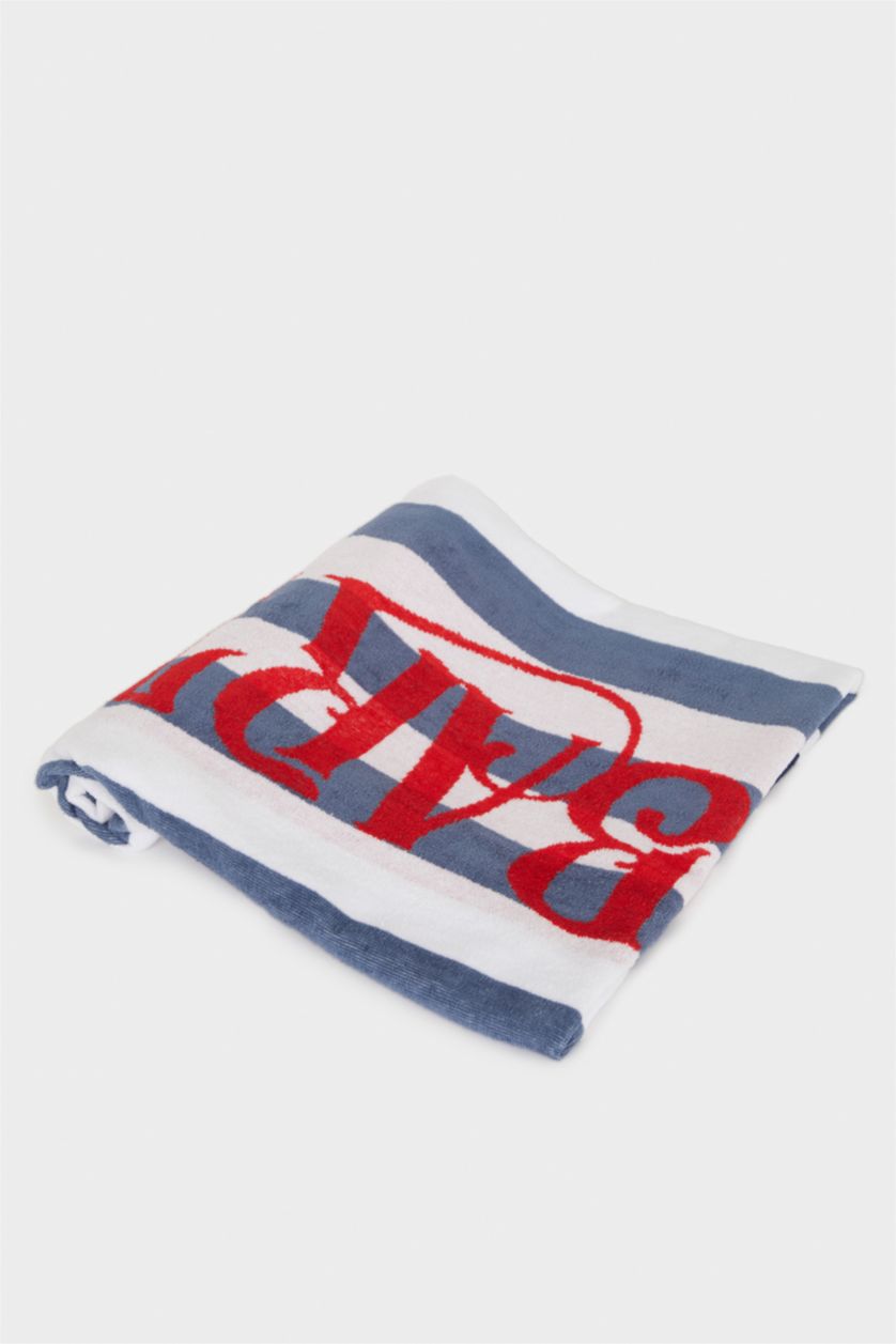 Woman Blue Woman Patterned Cotton Beach Towel