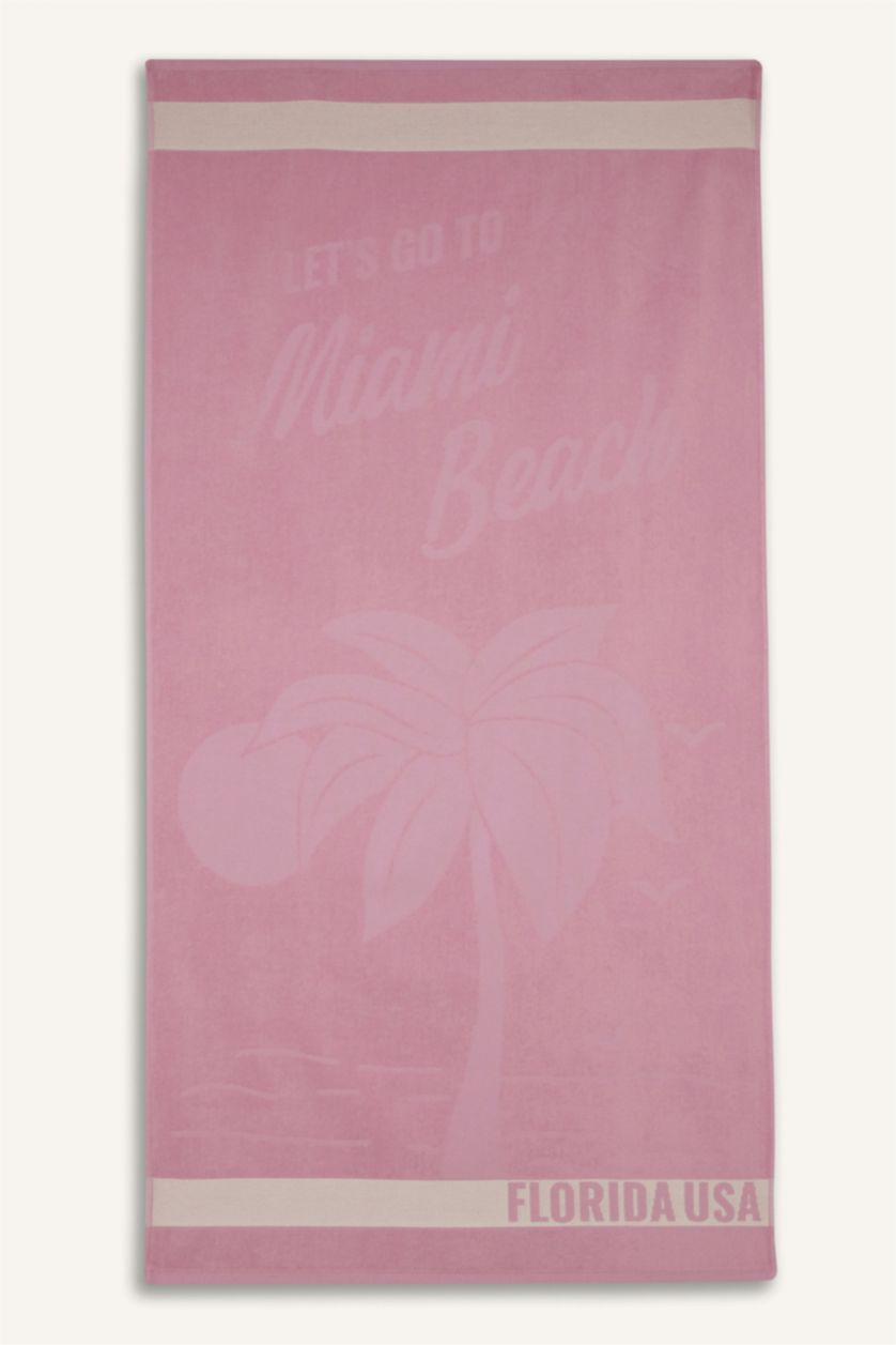 Woman Pink Woman Patterned Cotton Beach Towel
