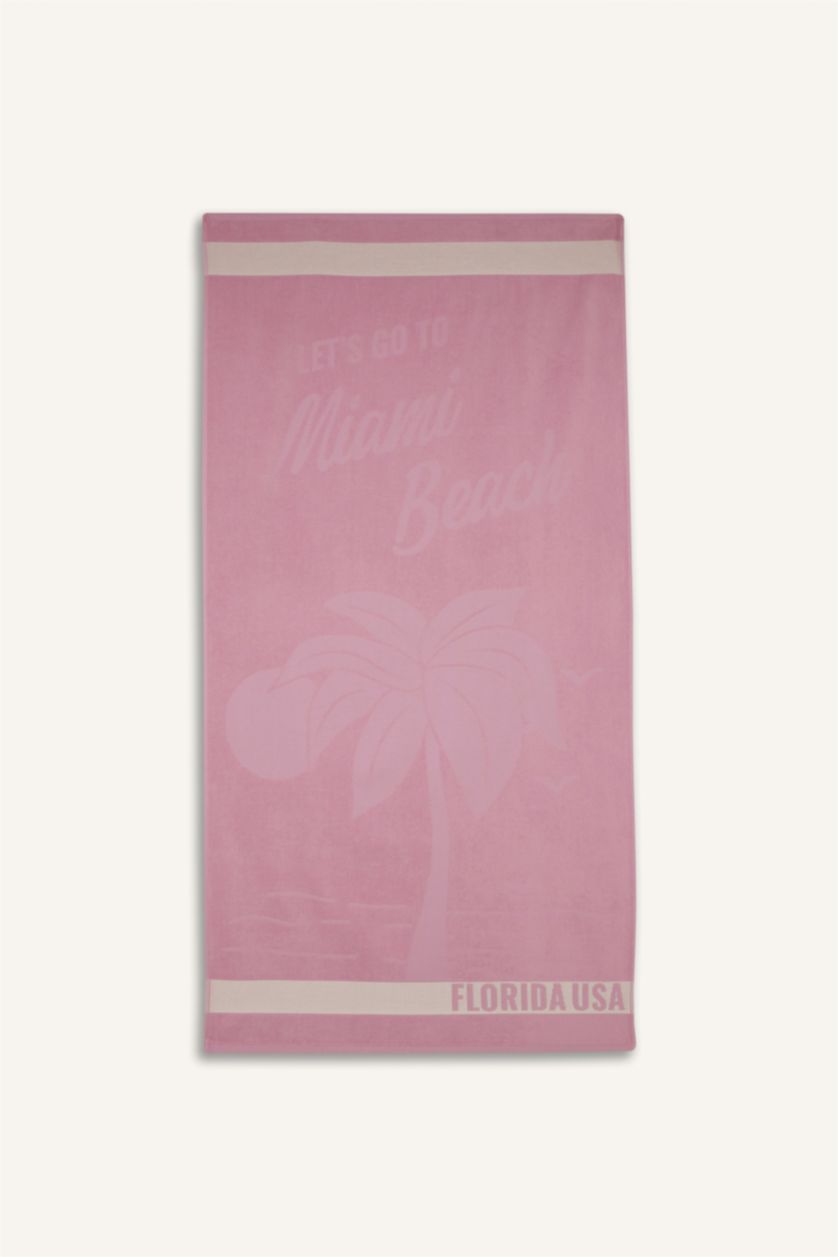 Woman Pink Woman Patterned Cotton Beach Towel