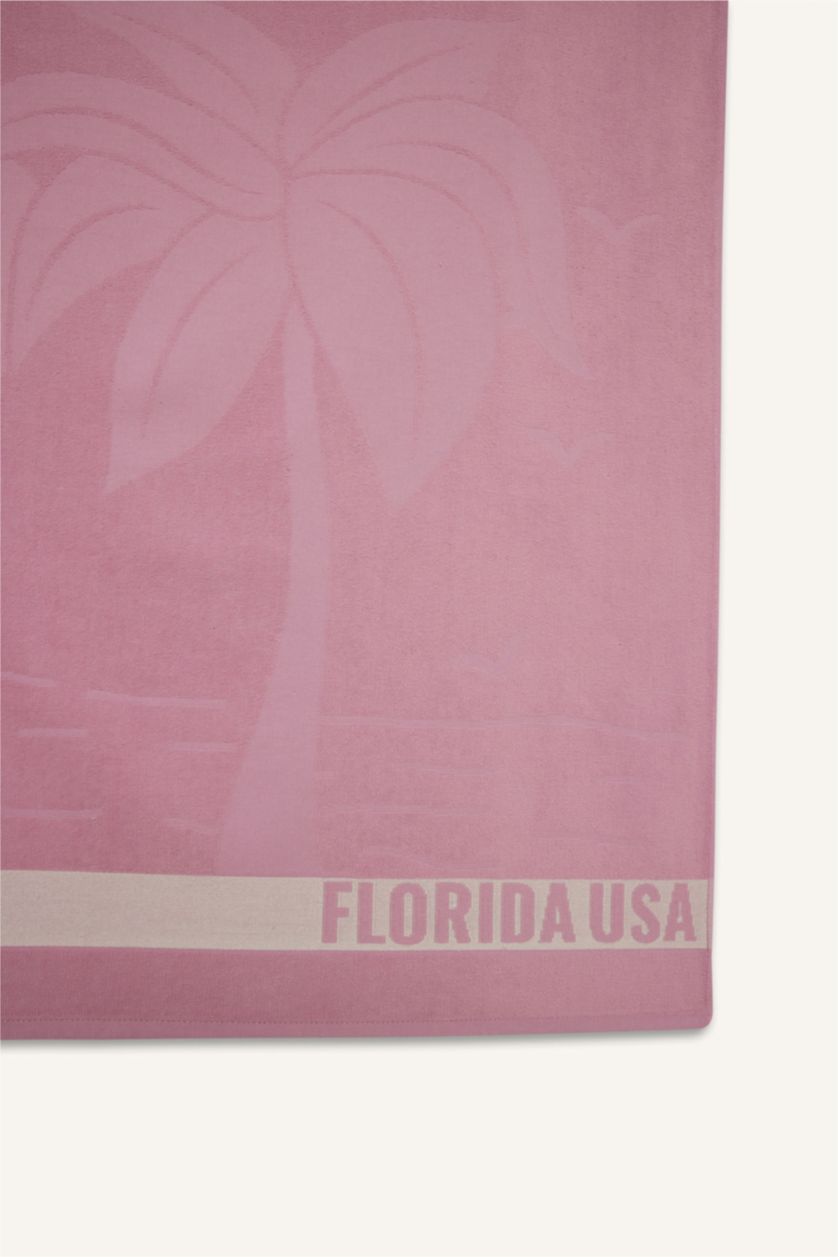 Woman Pink Woman Patterned Cotton Beach Towel