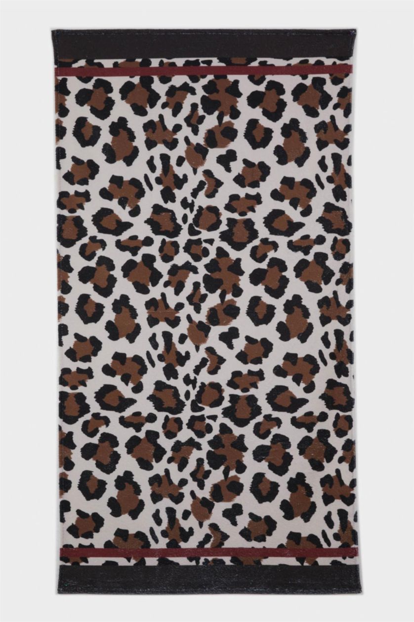 Kadın Karma Kadın Leopar Desenli Pamuklu Plaj Havlusu