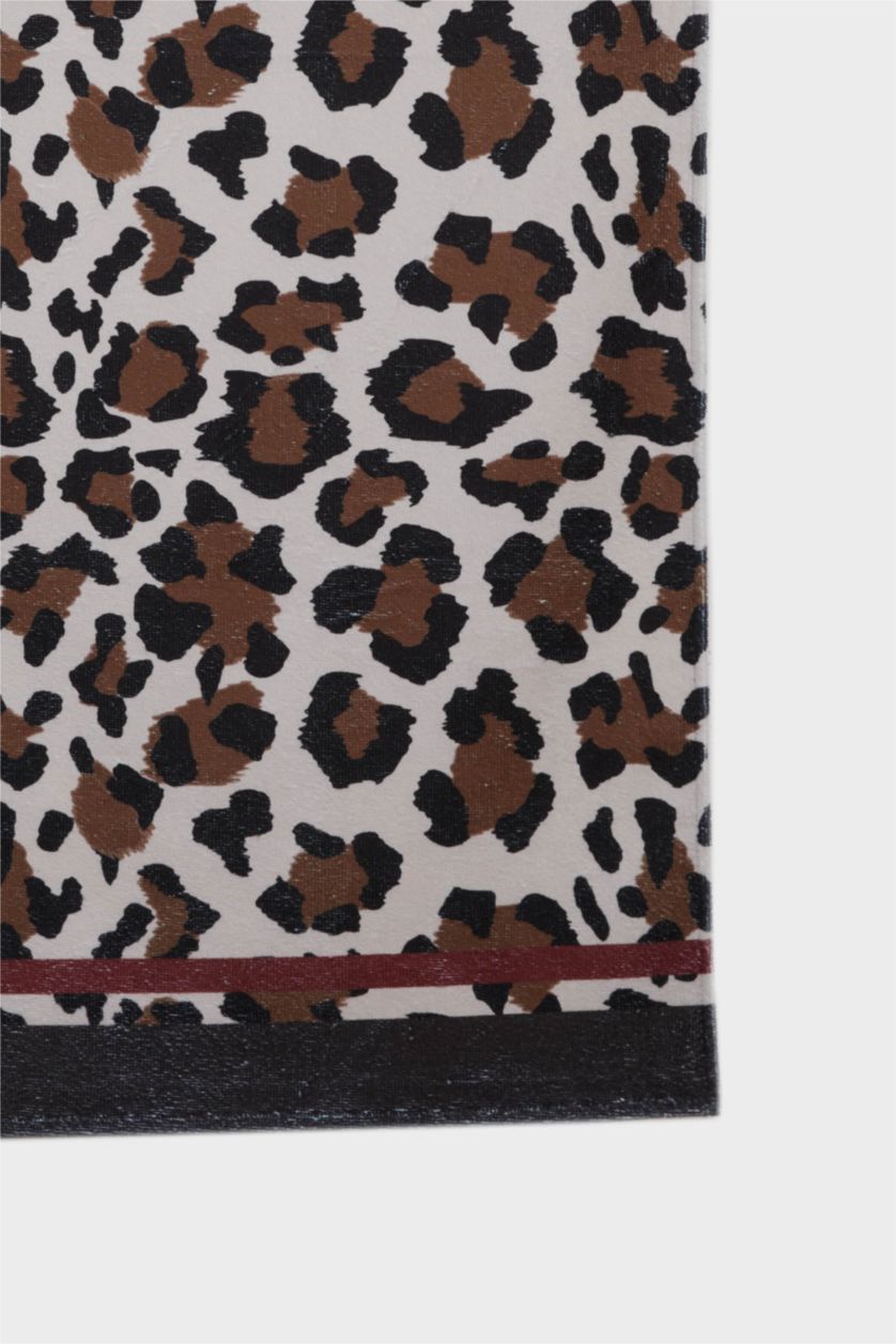 Kadın Karma Kadın Leopar Desenli Pamuklu Plaj Havlusu