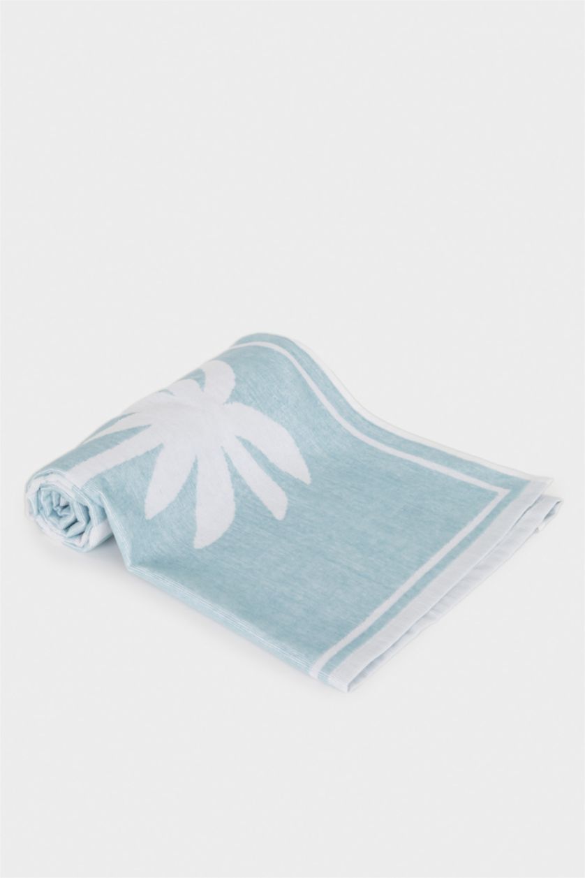 Woman Light Blue Woman Patterned Cotton Beach Towel