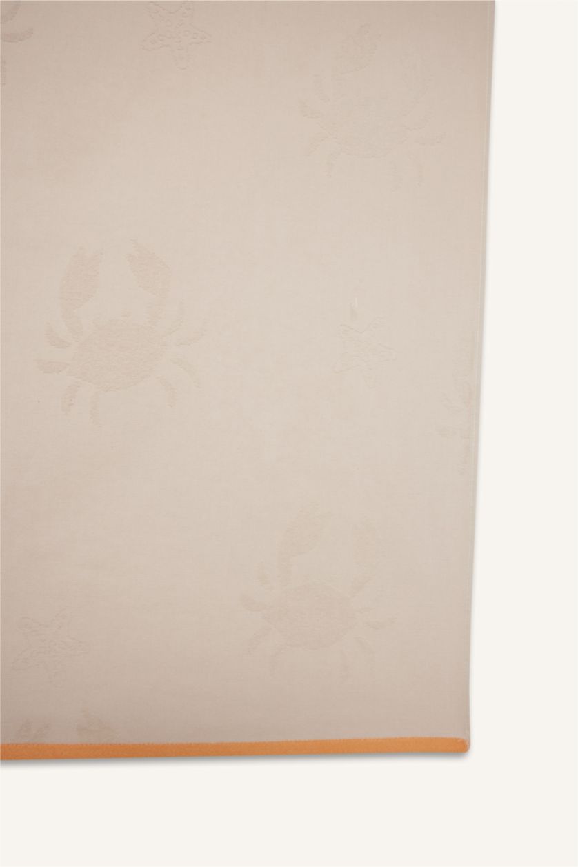 Woman Beige Woman Patterned Cotton Beach Towel