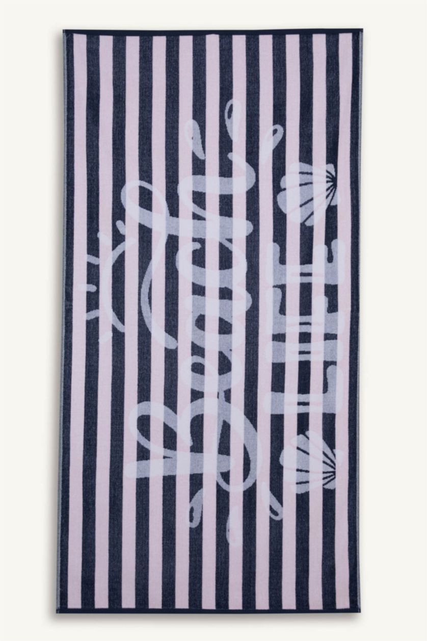 Kadın Mavi Kadın Desenli Pamuklu Plaj Havlusu