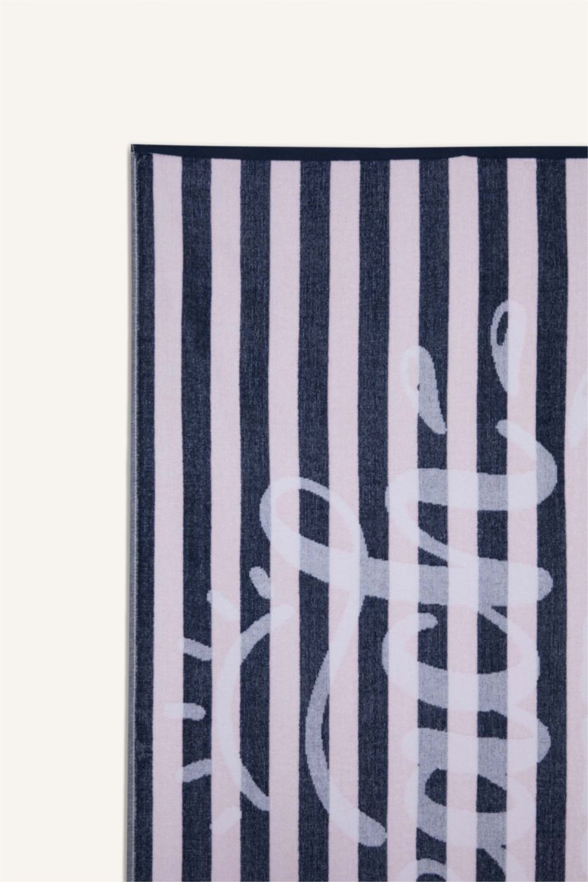 Kadın Mavi Desenli Pamuklu Plaj Havlusu