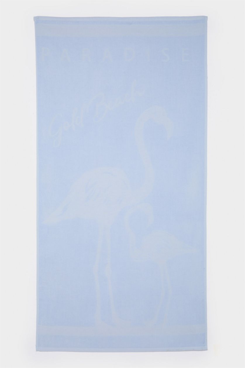 Kadın Mavi Kadın Desenli Pamuklu Plaj Havlusu