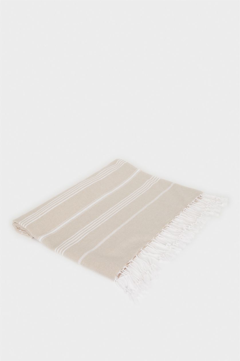 Kadın Bej Kadın Desenli Pamuklu Plaj Havlusu