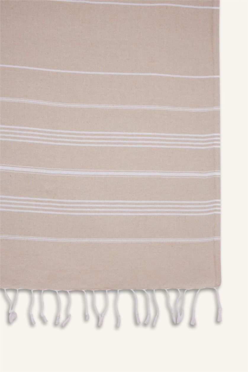 Women Beige Woman Patterned Cotton Beach Towel