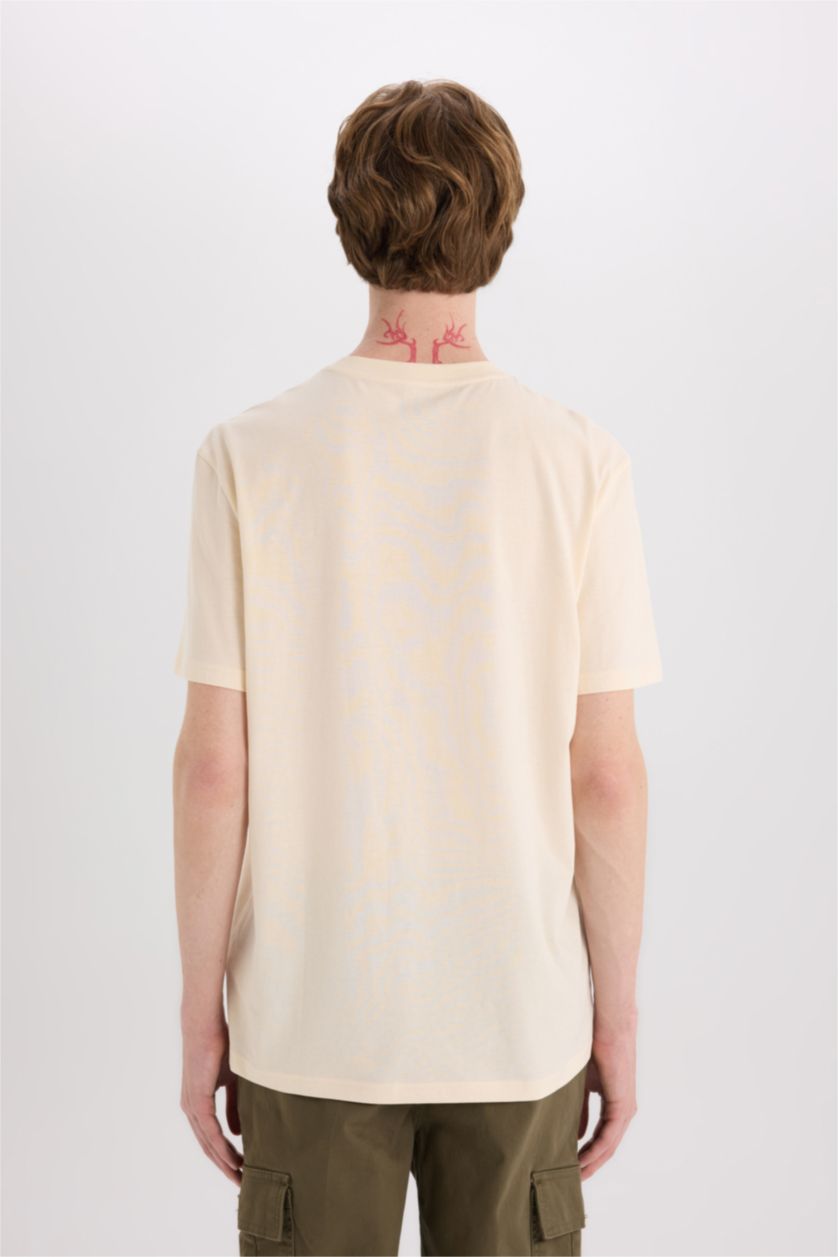 MAN Stone Cotton Regular Fit Crew Neck Printed T-Shirt