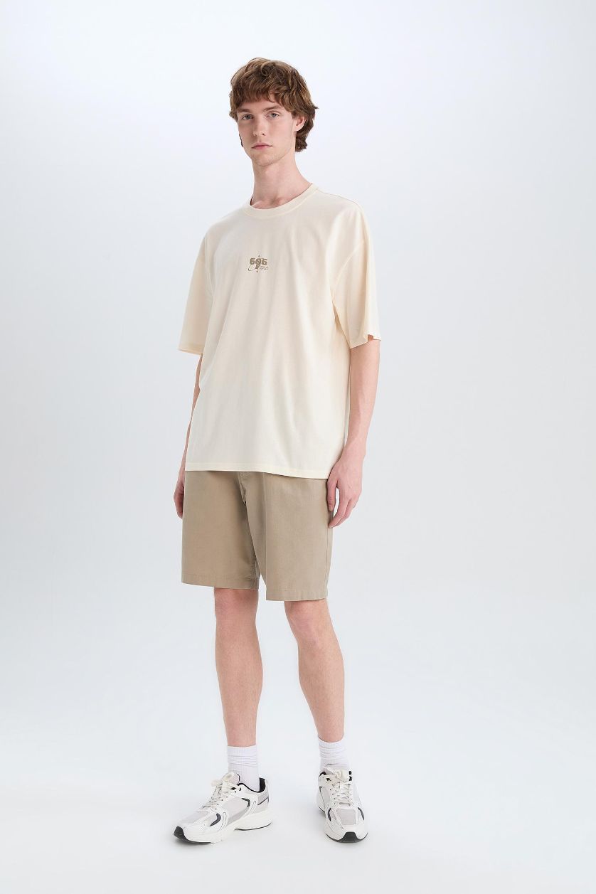 MAN Stone Cotton Oversize Crew Neck Printed T-Shirt