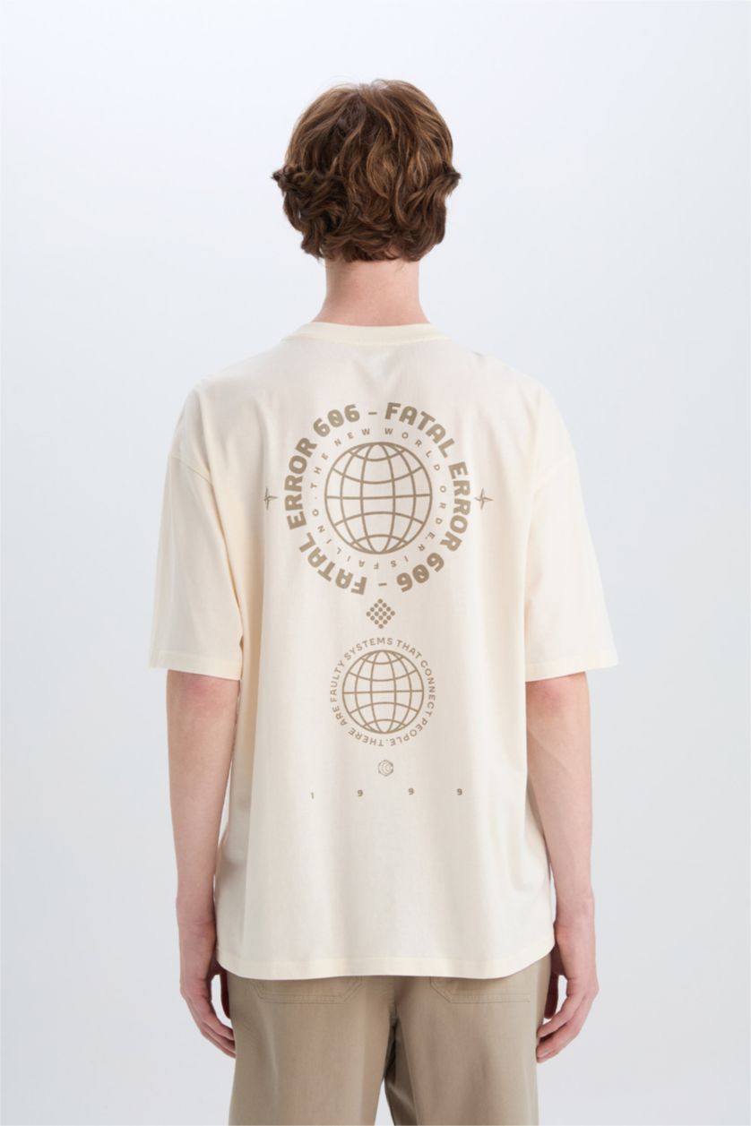 MAN Stone Cotton Oversize Crew Neck Printed T-Shirt