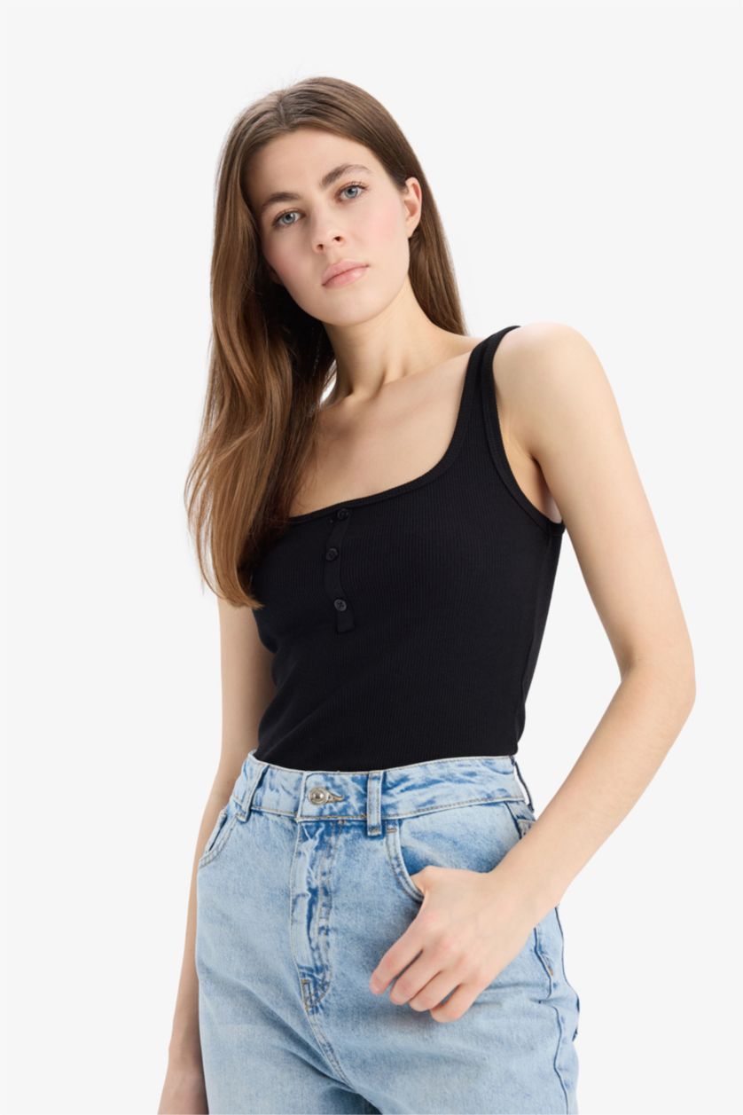 نساء أسود ديباردور مضلع سليم فيت برقبة مربعة