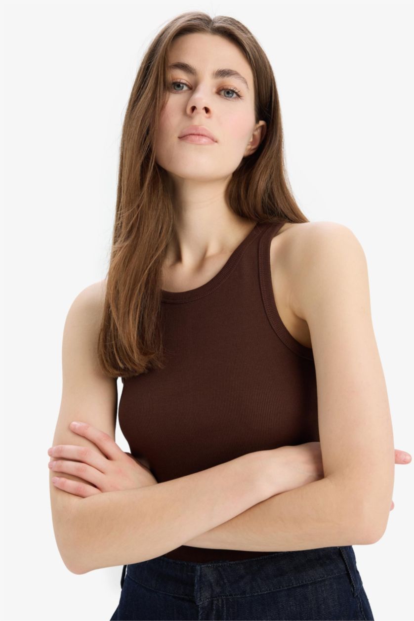 FEMME Marron Coupe slim raccourcie