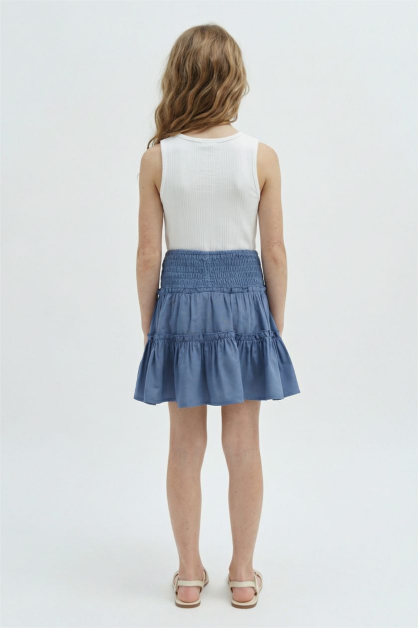 بنات نيلي فاتح تنورة بناتي فيسكوز مكشكش