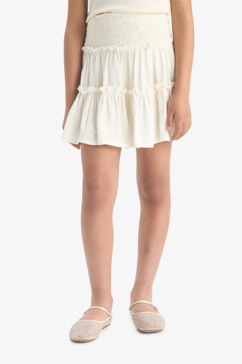 Kız Çocuk - Genç Kız Kırık Beyaz Viskon Etek Kız Çocuk