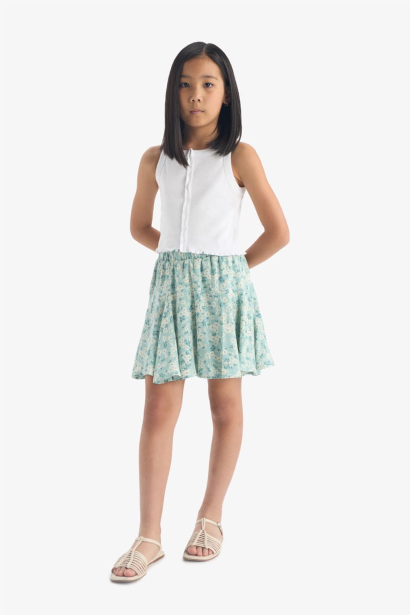 GIRLS & TEENS Light Green Girl Viscose Skirt