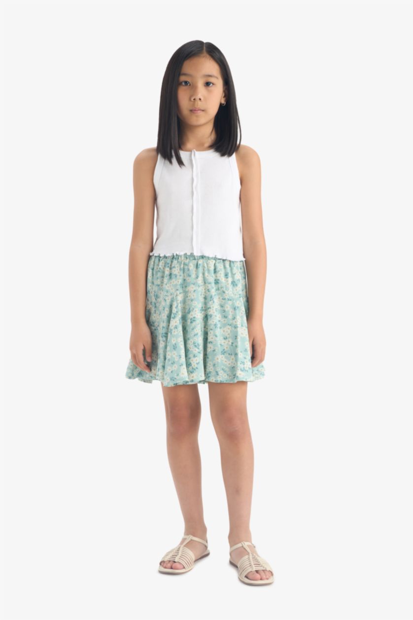 GIRLS & TEENS Light Green Girl Viscose Skirt