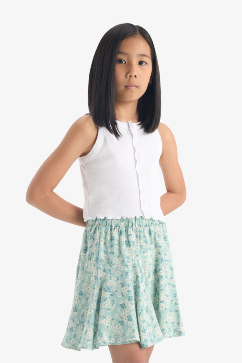GIRLS & TEENS Light Green Girl Viscose Skirt