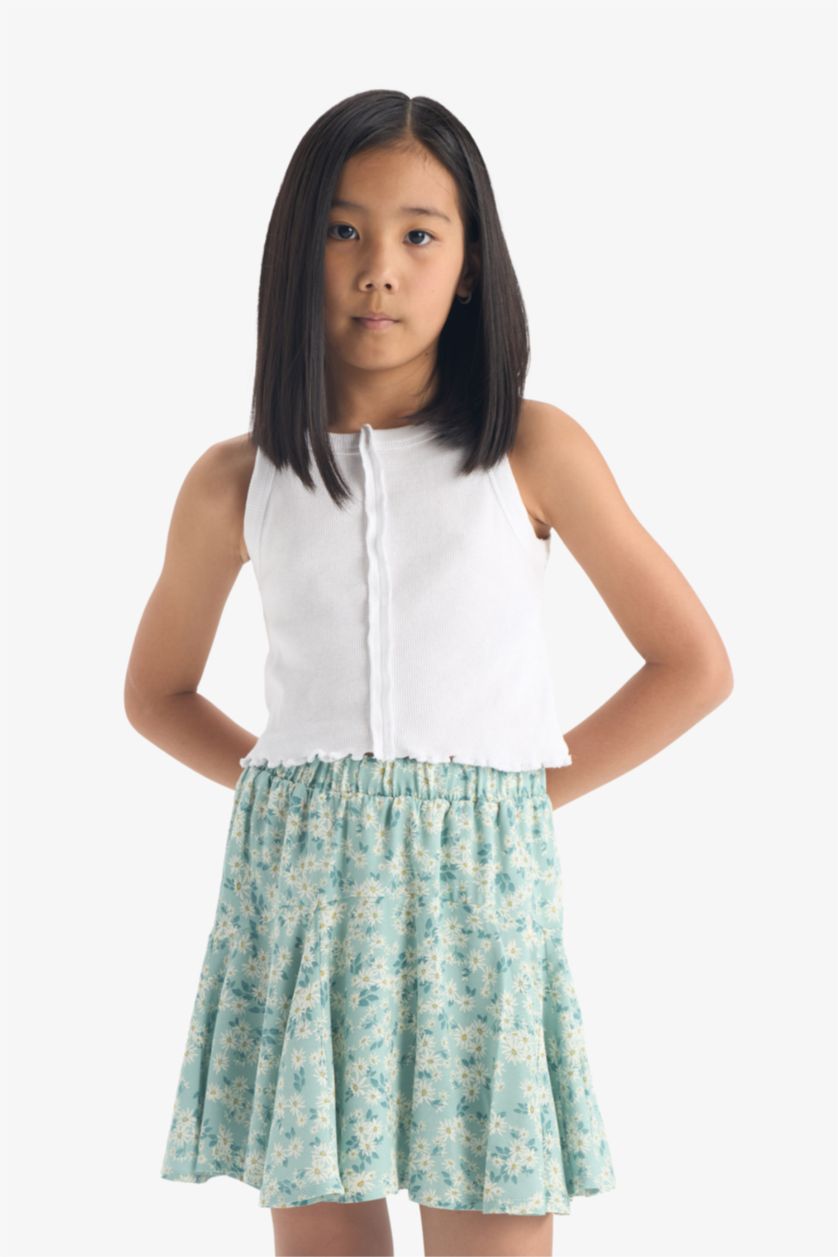 GIRLS & TEENS Light Green Girl Viscose Skirt