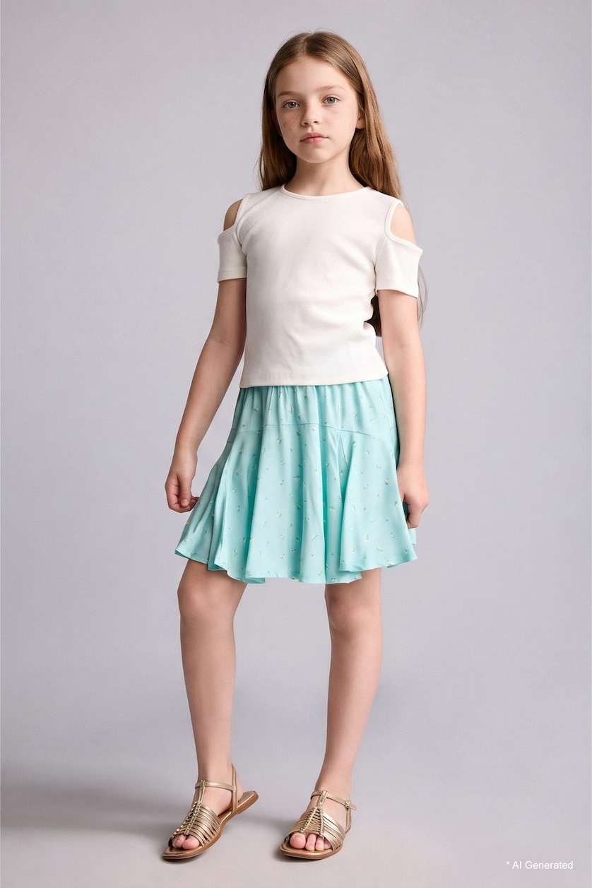 GIRLS & TEENS Mint Girl Viscose Mini Skirt