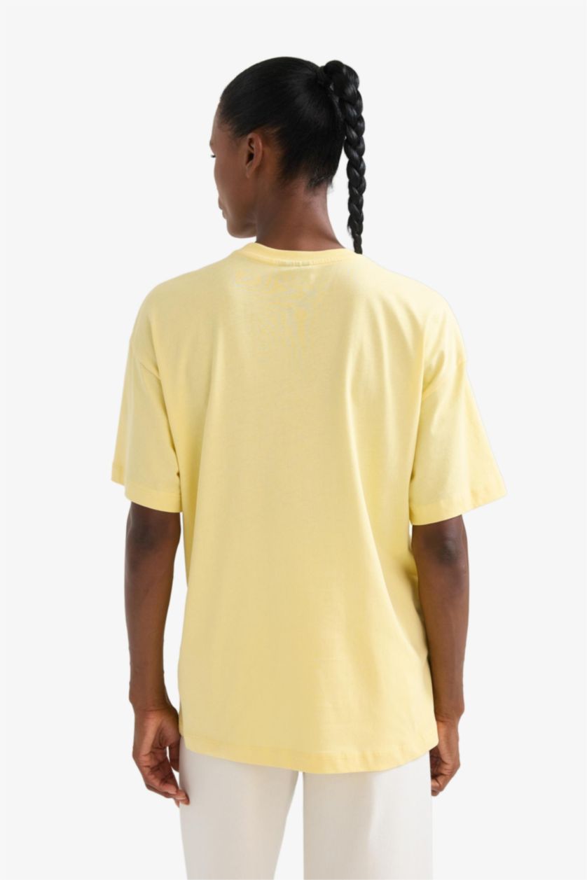 FEMME Jaune T-shirt NBA Wordmark oversize à col rond de DeFactoFit