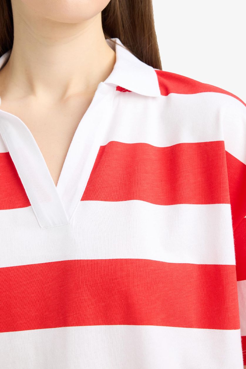 WOMAN Red Relax Fit Polo Collar Short Sleeve Polo T-Shirt