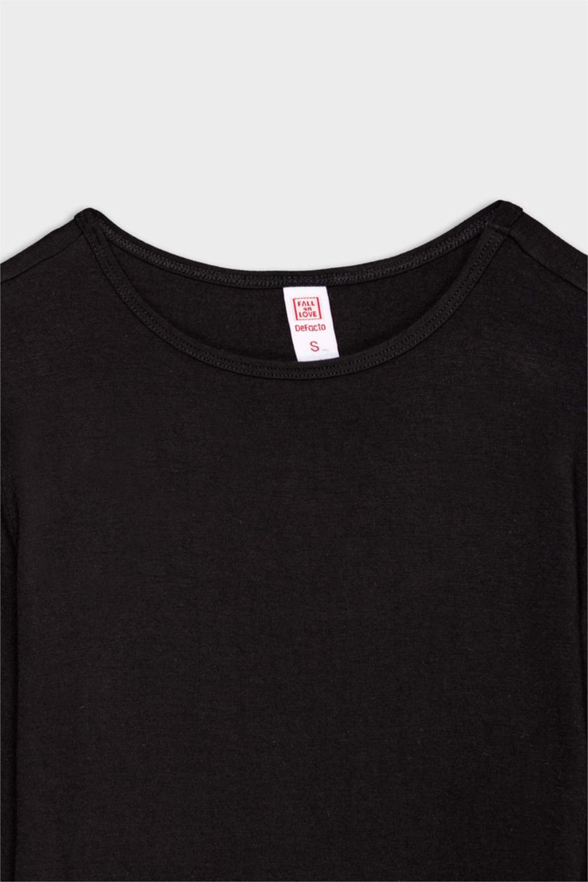 WOMAN Black Fall in Love Viscose Top