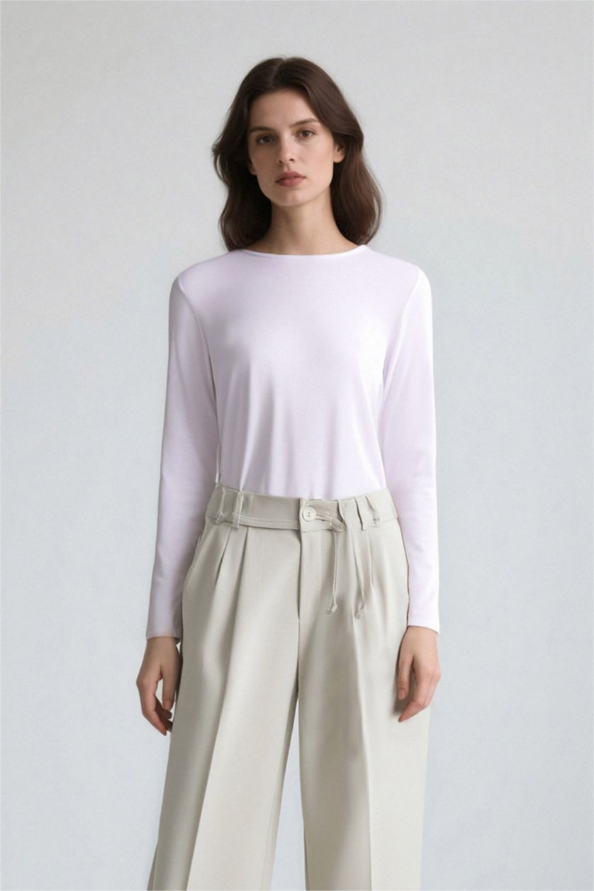 WOMAN White Viscose Knitted Tops