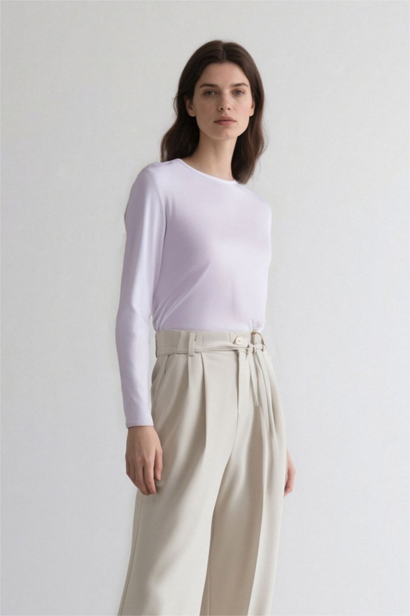 WOMAN White Viscose Knitted Tops