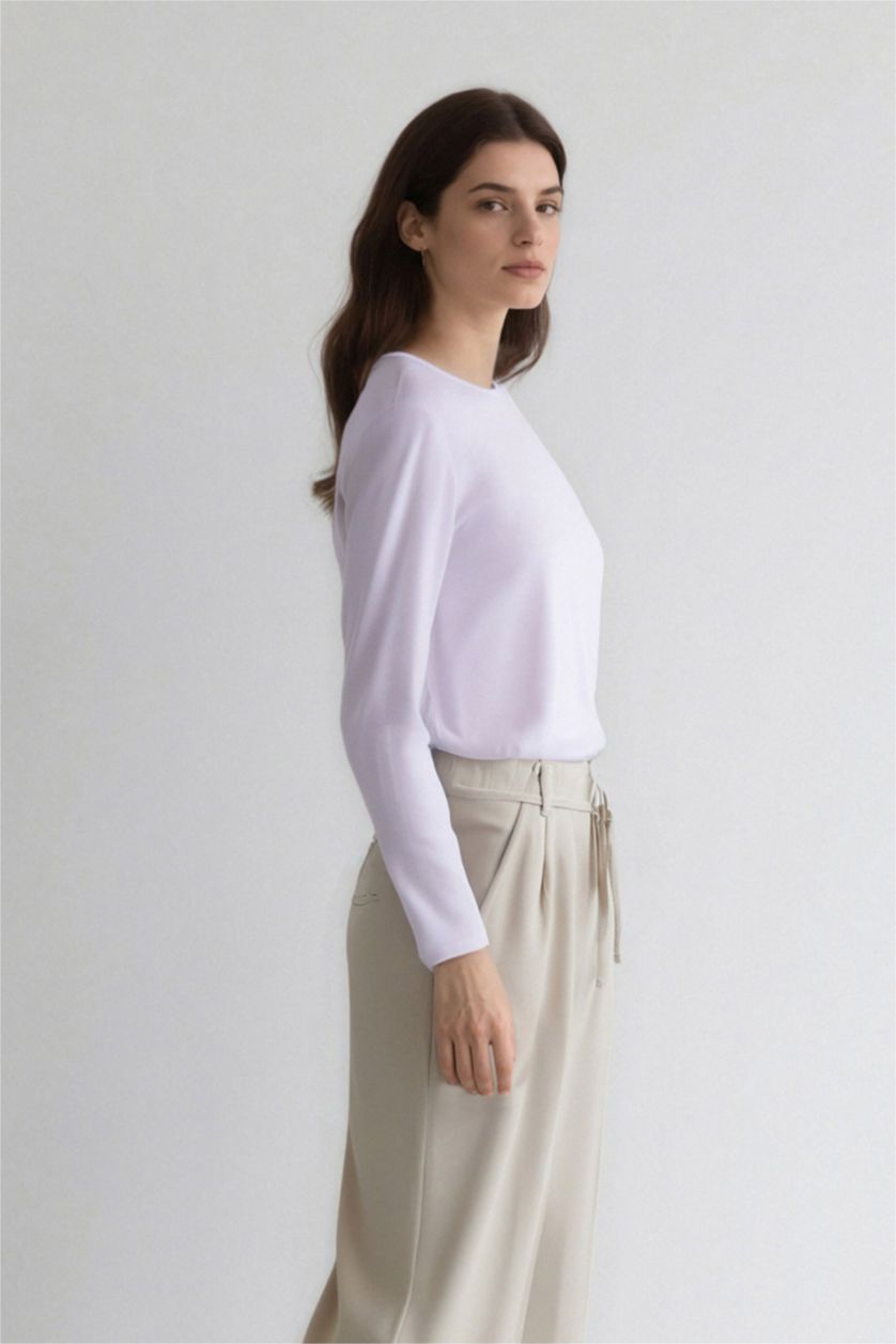 WOMAN White Viscose Knitted Tops