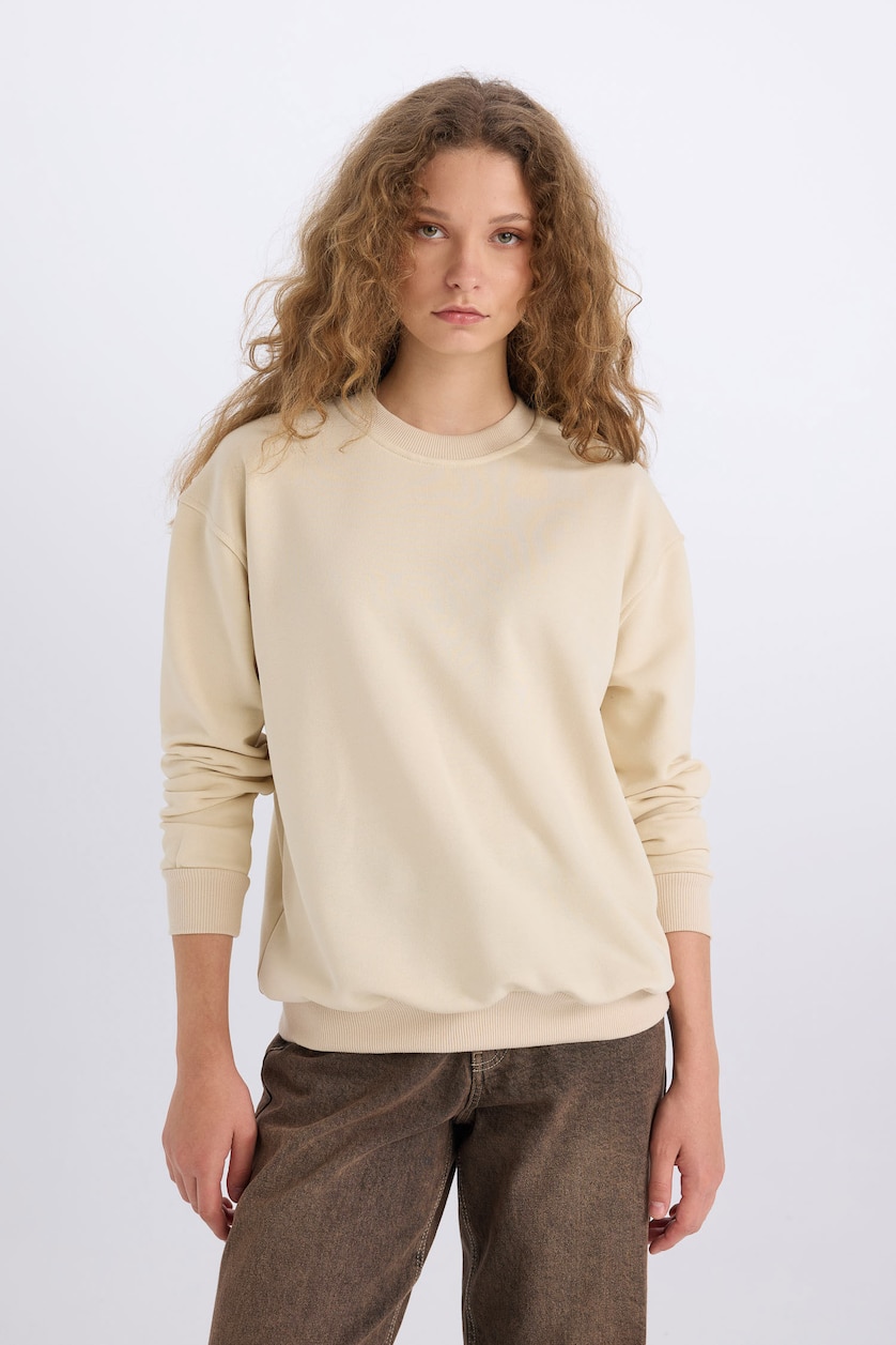 Kadın Kum Oversıze Kalın Kumaş Sweatshirt