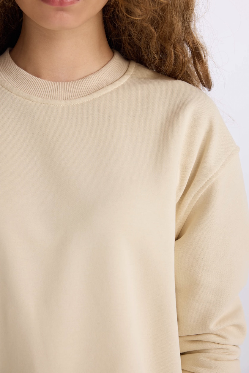 Kadın Kum Oversıze Kalın Kumaş Sweatshirt