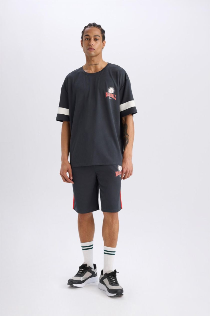 Man Anthracite DeFactoFit Standard Fit Sports Tulle Shorts