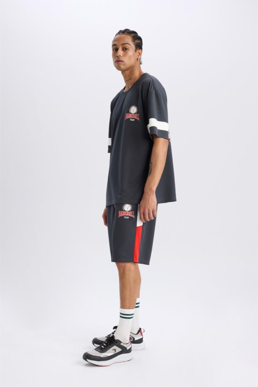 Man Anthracite DeFactoFit Standard Fit Sports Tulle Shorts