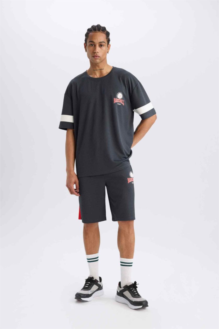 Man Anthracite DeFactoFit Standard Fit Sports Tulle Shorts