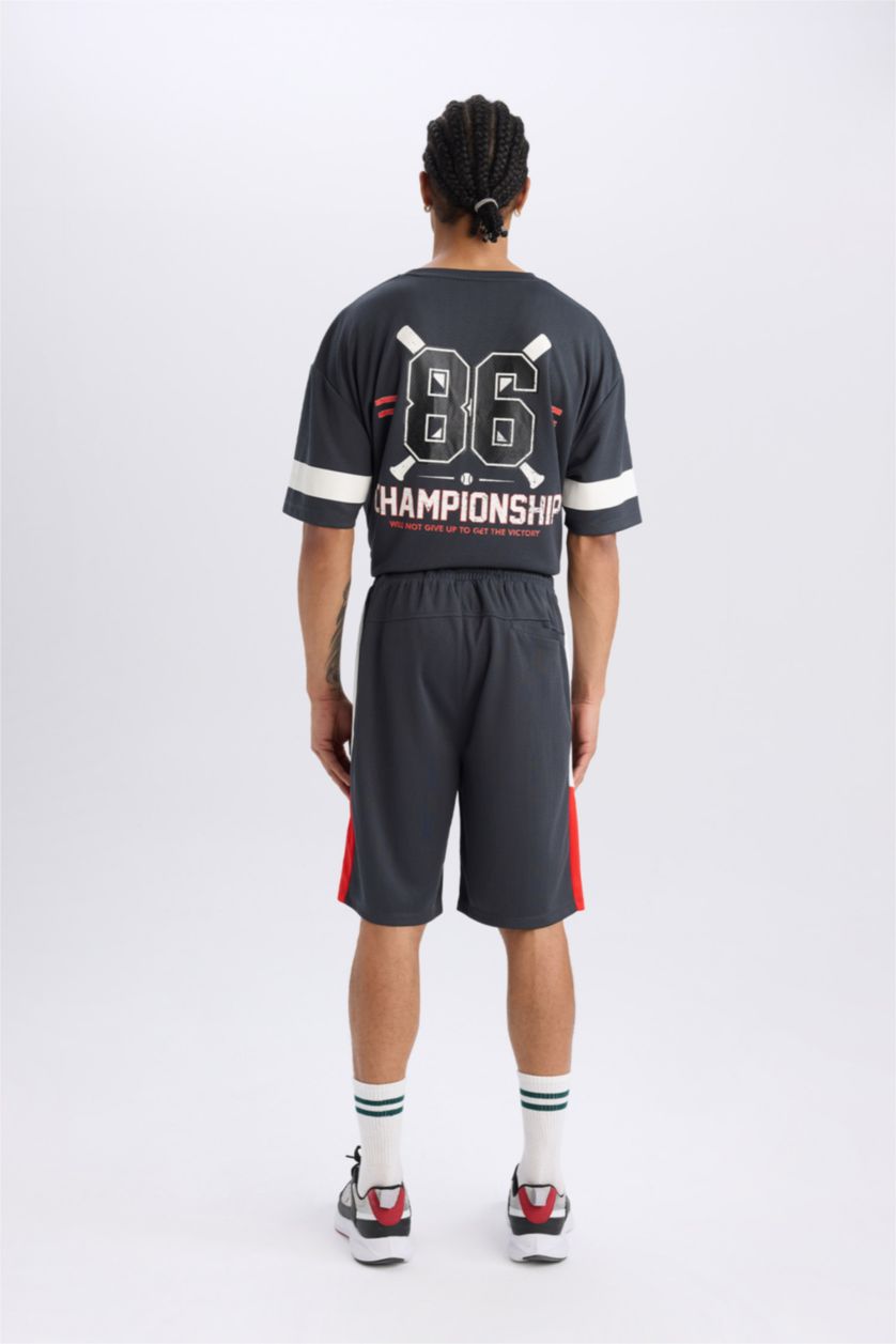 Man Anthracite DeFactoFit Standard Fit Sports Tulle Shorts