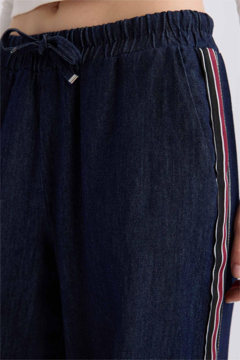 نساء أسود أزرق سروال جينز واسع بخصر عالي