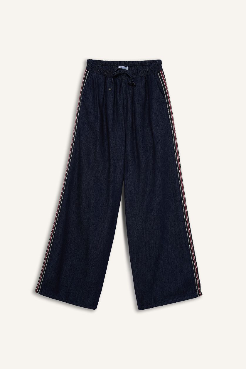 نساء أسود أزرق سروال جينز واسع بخصر عالي