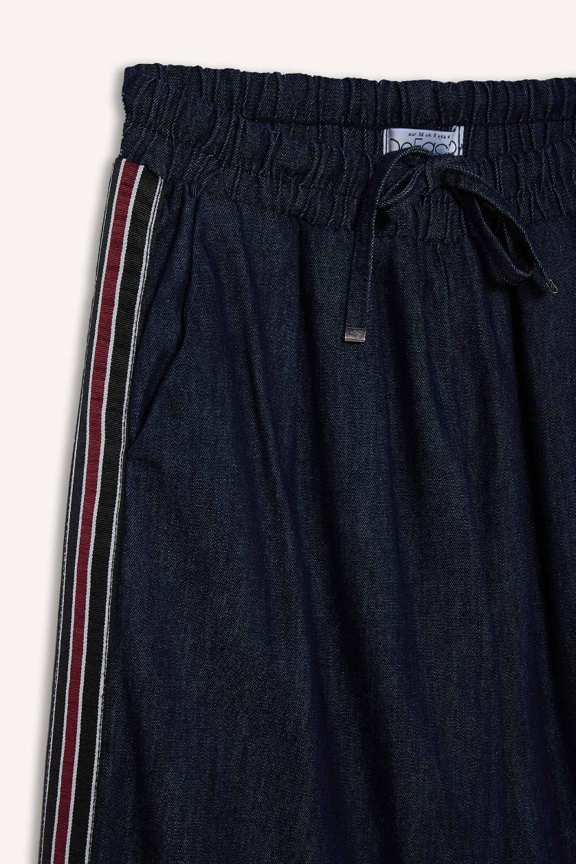 نساء أسود أزرق سروال جينز واسع بخصر عالي