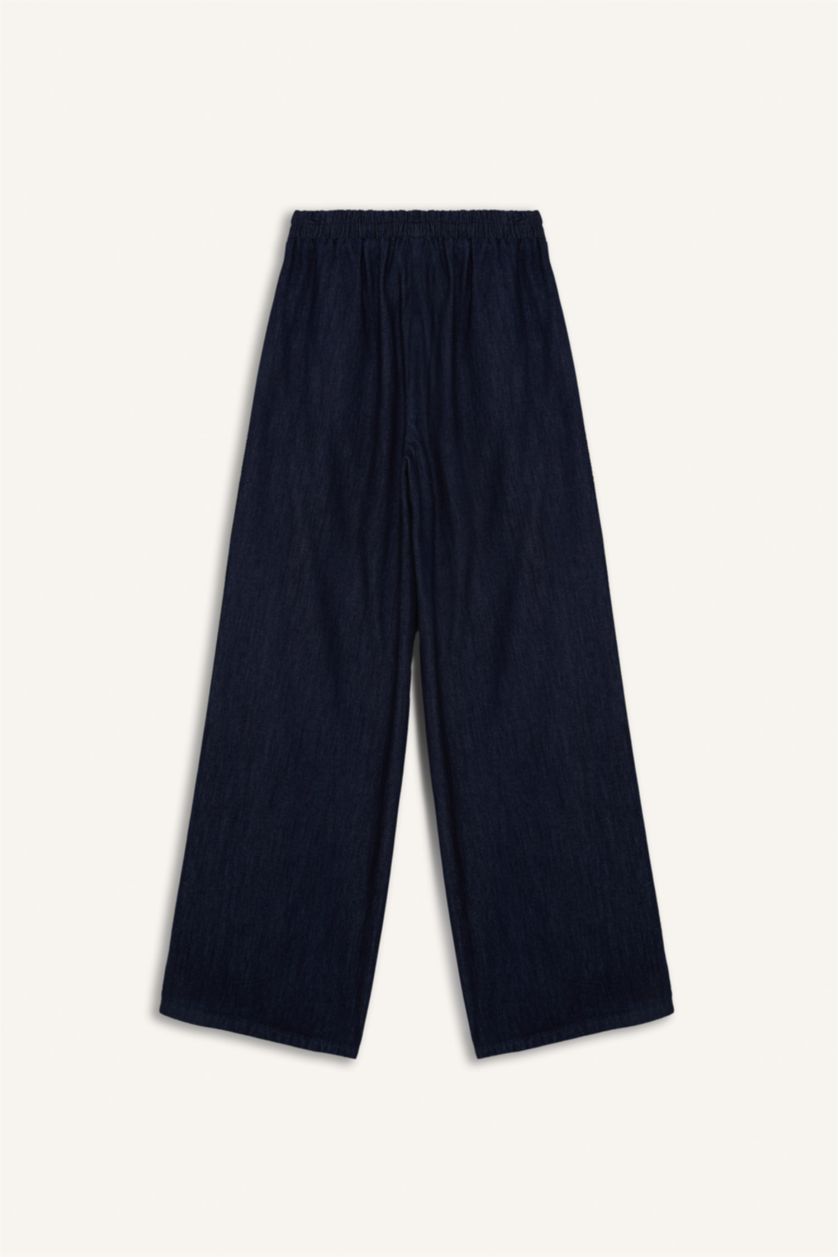 نساء أسود أزرق سروال جينز واسع بخصر عالي