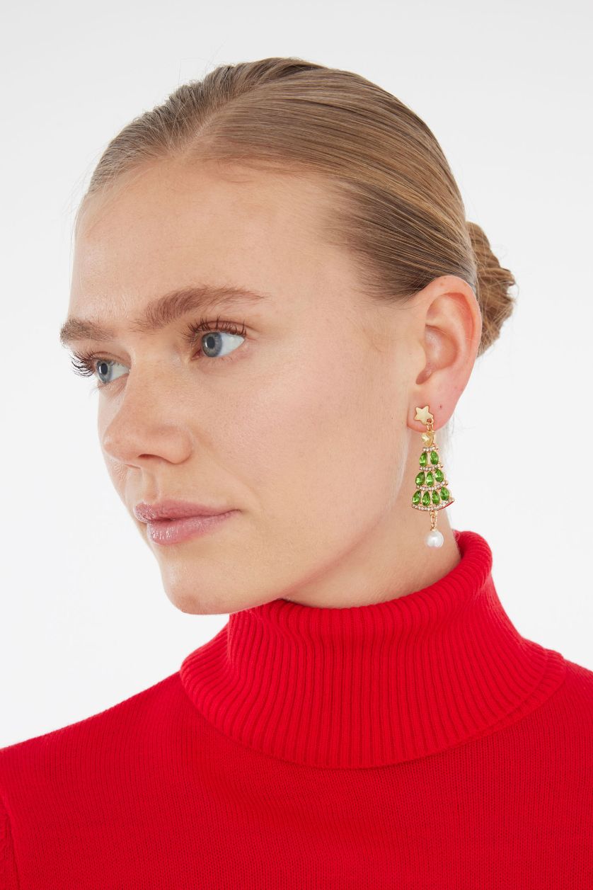 Kadın Karma Kadın Yılbaşı Ağacı Temalı Küpe