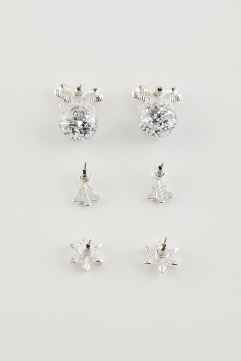 FEMME Gümüş Lot de 3 Boucles d’oreilles argentées thème Noël pour femme