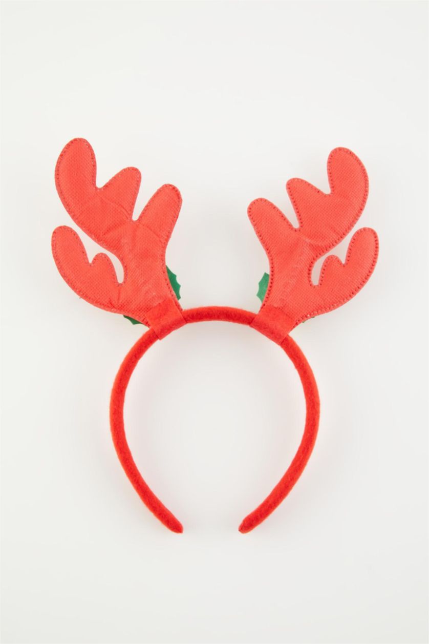 Kadın Kırmızı Yılbaşı Temalı Ren Geyiği Figürlü Taç
