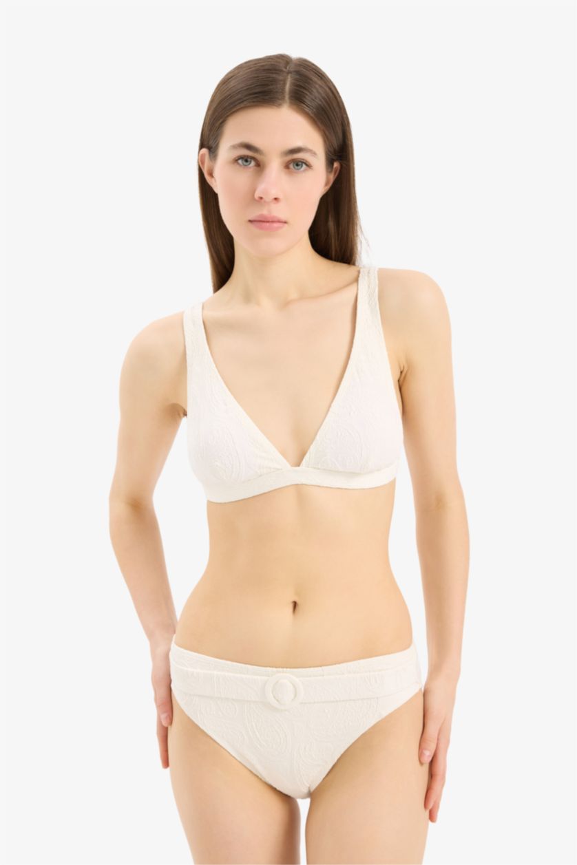 Kadın Kırık Beyaz Regular Fit Brode Bikini Altı